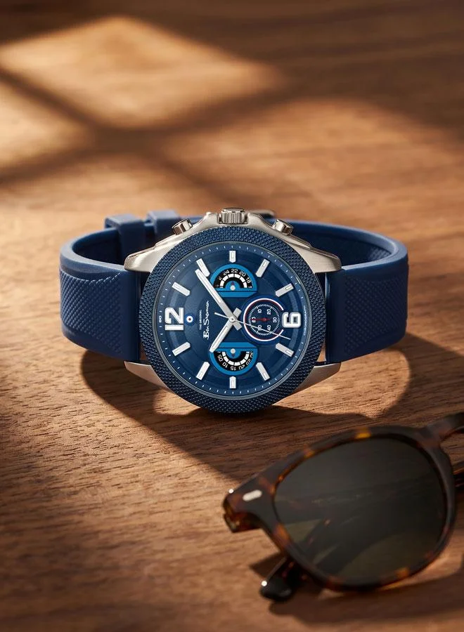Ben Sherman blue Sheffield Blue Dial Blue Silicone Strap Chronograph Watch for Men, 44mm for Men | Best Price UAE