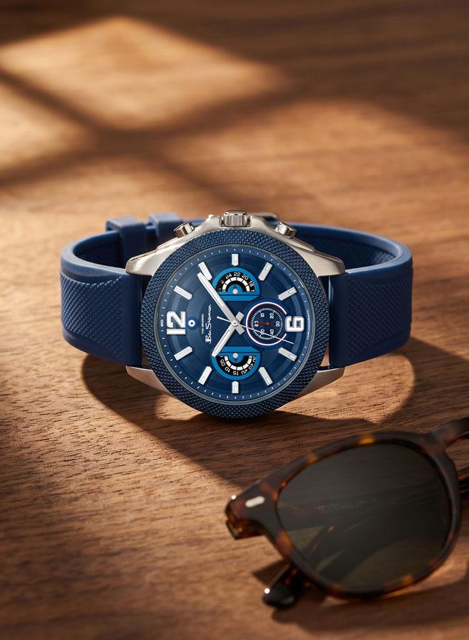 Ben Sherman Sheffield Blue Dial Blue Silicone Strap Chronograph Watch for Men, 44mm - Image 4