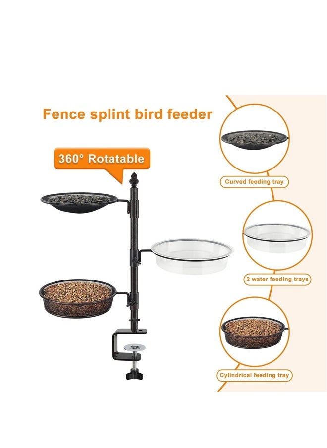 L&E Bird Feeder for Deck Railing and Balcony With 3 Feeding Trays, Bird Bath Spa for Dual Use Flower Pot Stand, Porch Feeder for Outside  - Image 4