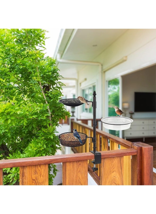 L&E Bird Feeder for Deck Railing and Balcony With 3 Feeding Trays, Bird Bath Spa for Dual Use Flower Pot Stand, Porch Feeder for Outside  - Image 5