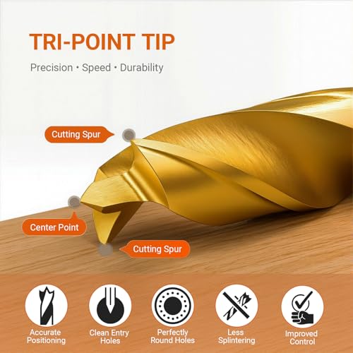 Hymnorq 25-Piece Brad Point Wood Drill Bit Set - Metric 1mm to 13mm (0.5mm Increments) - HSS Titanium Coated Drill Bits in Metal Index Case - for Hardwood, Softwood, Plastic, and DIY Woodworking - Image 2