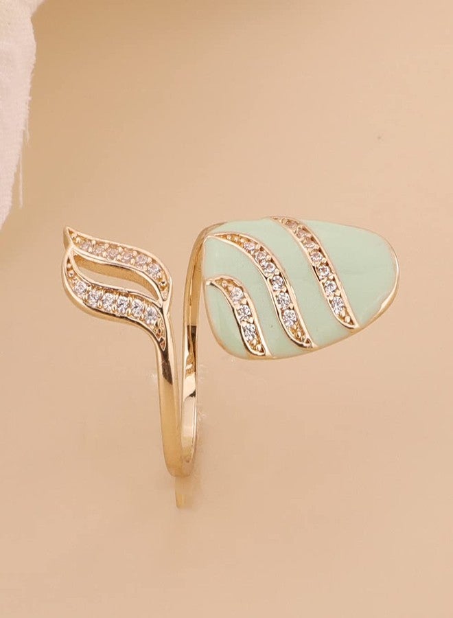 Rumtock Knuckle Nail Ring Mint Nail Protecting Ring with CZ Crystal for Women Finger Tip Manicure Jewelry - Image 5