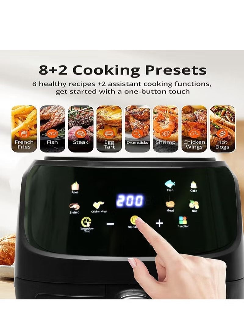 ELTRAZONE 8L Digital Air Fryer 2400W Extra Large Capacity – Oil-Free Air Fryer with Touchscreen Control, Adjustable Temperature  Timer, 8 Preset Cooking Menus, Rapid Hot Air Circulation, Non-Stick Basket, Easy to Clean for Healthy Frying - Image 3