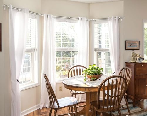 HOTOZON Bay Window Curtain Rods, HOTOZON 7/8 Inch Heavy Duty Curtain Rods for Bay Windows 48-84 Inch(Center Rod), 32-58 Inch Side Rods for Windows, Decorative Drapery Rod with End Cap Finials, Antique Silver - Image 5