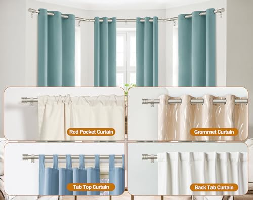 HOTOZON Bay Window Curtain Rods, HOTOZON 7/8 Inch Heavy Duty Curtain Rods for Bay Windows 48-84 Inch(Center Rod), 32-58 Inch Side Rods for Windows, Decorative Drapery Rod with End Cap Finials, Antique Silver - Image 3