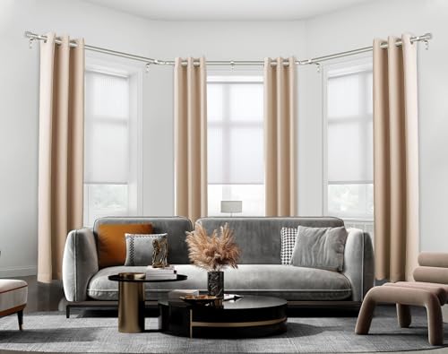 HOTOZON Bay Window Curtain Rods, HOTOZON 7/8 Inch Heavy Duty Curtain Rods for Bay Windows 48-84 Inch(Center Rod), 32-58 Inch Side Rods for Windows, Decorative Drapery Rod with End Cap Finials, Antique Silver - Image 2