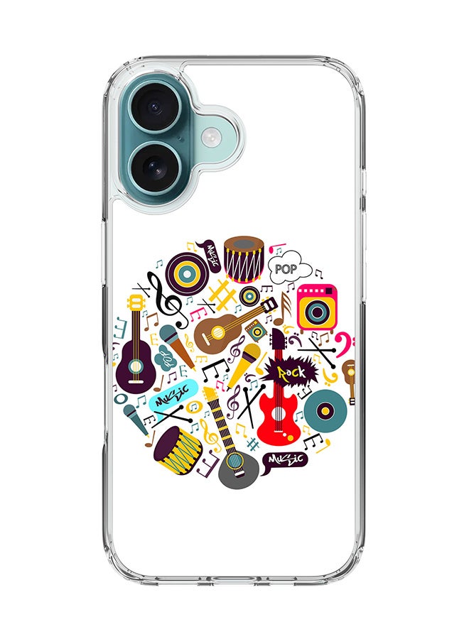 Stylizedd For iPhone 16 Case [Compatible with MagSafe] Slim Magnetic cover Clear Phone Case - Muscial Instruments - Image 1