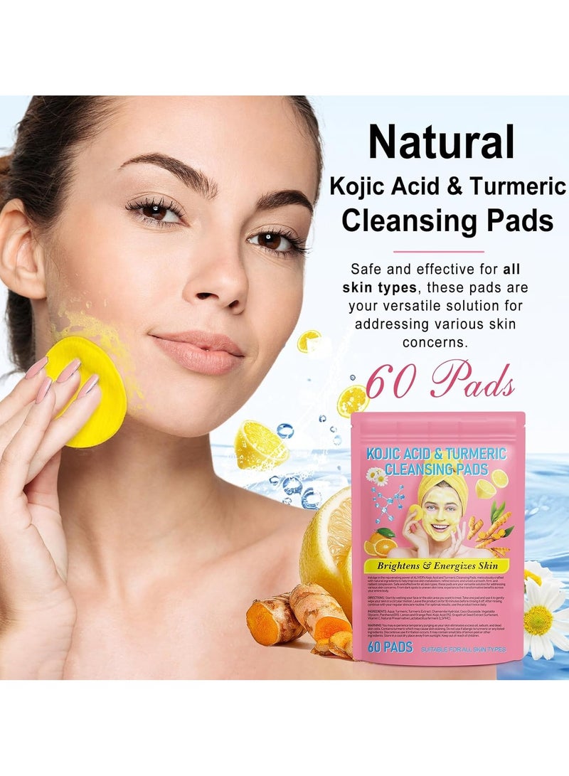 DubaiGallery Kojic Acid and Turmeric Cleansing Pads, Turmeric Cleansing Pads, Face Turmeric Kojic Acid Pads, Remove Excess Oil, Foaming Turmeric Exfoliating Pads for for Face Body, Gentle & Non-Irritating - Image 3