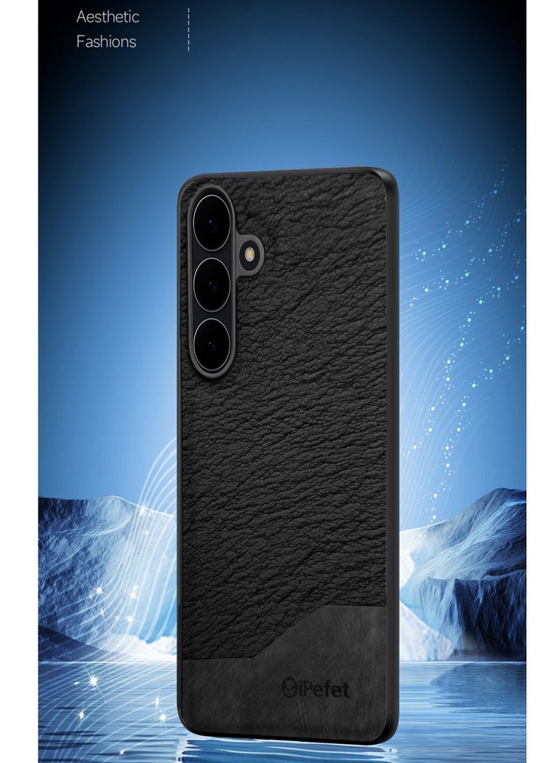 Wtech Samsung Galaxy S25 FE 5G 2025 Premium PU Leather Shockproof Soft Rubber Case Cover (MCFLSN) - Black - Image 4