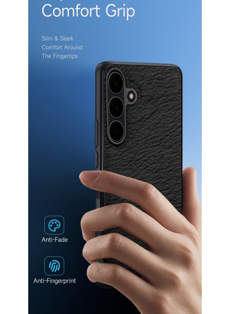 Wtech Samsung Galaxy S25 FE 5G 2025 Premium PU Leather Shockproof Soft Rubber Case Cover (MCFLSN) - Black - Image 2