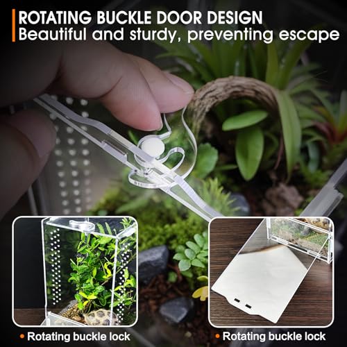 GTSEEMUU Jumping Spider Enclosure, Insect Terrarium, Bug Cage, Acrylic Terrarium for Tarantula, Snail, Praying Mantis, Frog, and Small Reptiles (4.7" x 4.3" x 7.8") - Image 4