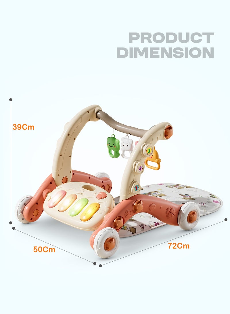 BAYBEE 3-in-1 Baby Play Gym Mat & Sit-to-Stand Learning Baby Walker with Removable Musical Piano, Lights & Toys | Activity Walker for Kids | Baby Gym for Newborn, Infant & Toddler Boy Girl 0-12 Months (Pink) - Image 5