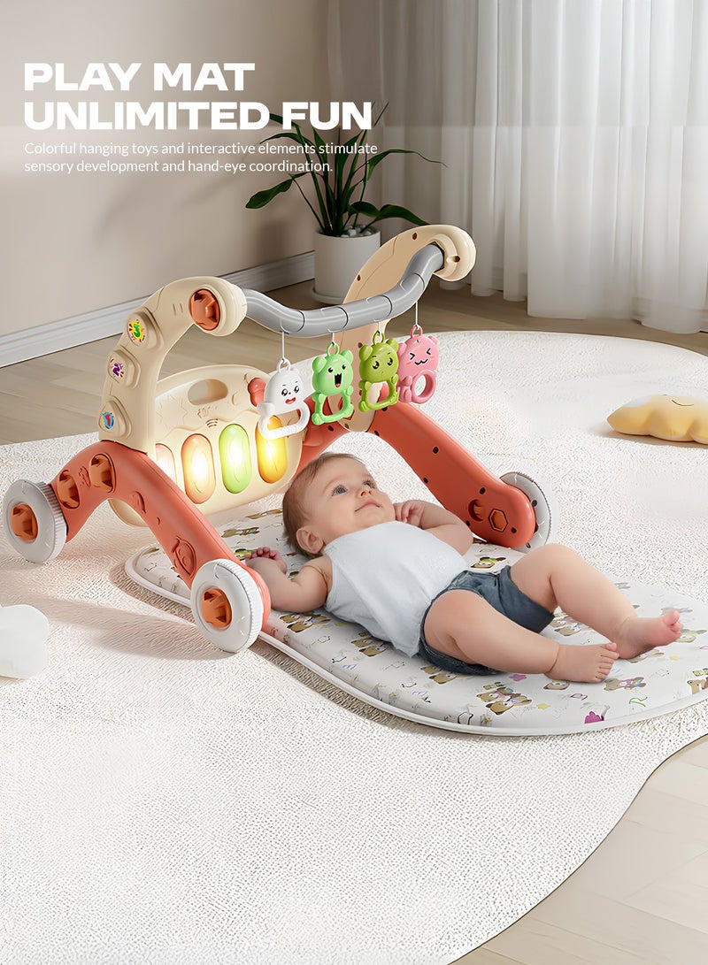 BAYBEE 3-in-1 Baby Play Gym Mat & Sit-to-Stand Learning Baby Walker with Removable Musical Piano, Lights & Toys | Activity Walker for Kids | Baby Gym for Newborn, Infant & Toddler Boy Girl 0-12 Months (Pink) - Image 3