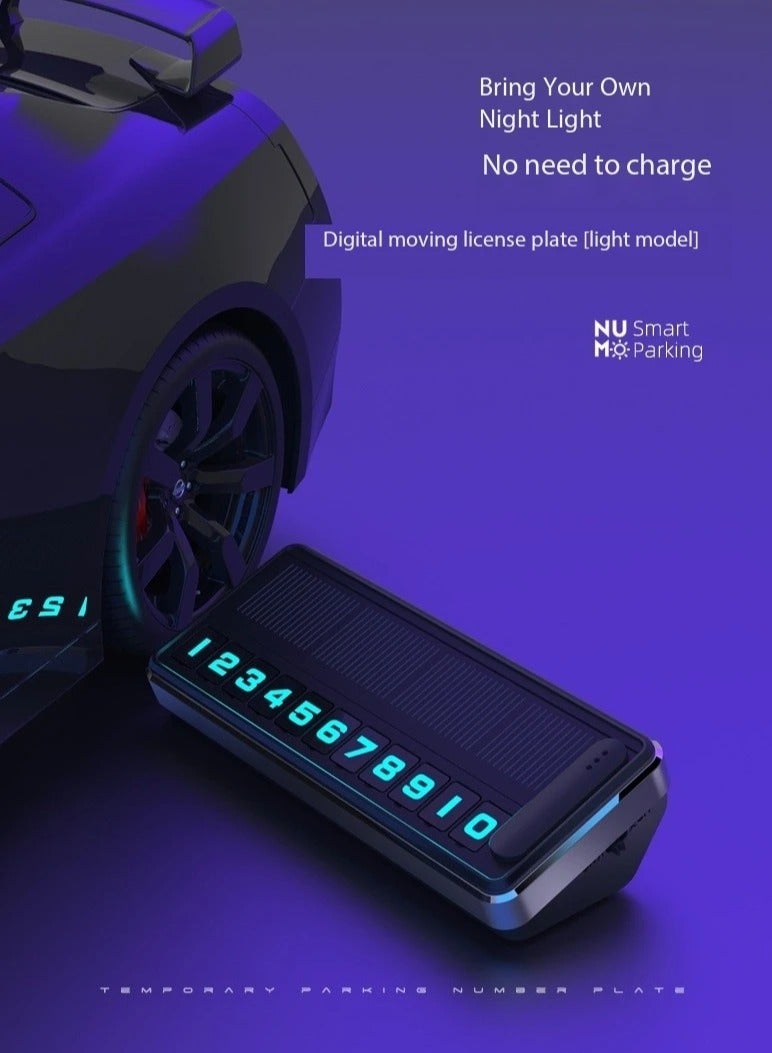 ارواق لوحة رقم هاتف السيارة بالطاقة الشمسية، إضاءة LED، بطاقة ركن السيارة المؤقتة، لوحات مخفية، إيقاف مواقف السيارات، أدوات وقوف السيارات ذات الأرقام المتعددة - Image 2