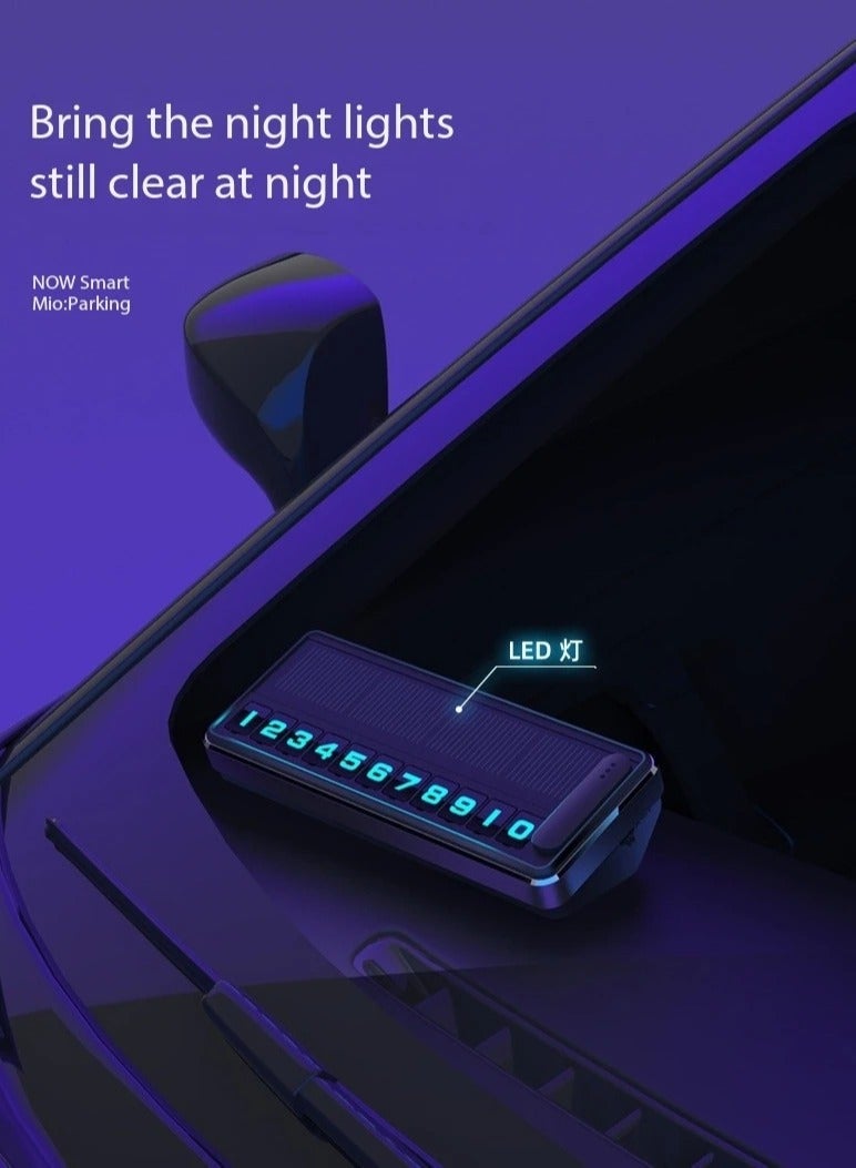 ارواق لوحة رقم هاتف السيارة بالطاقة الشمسية، إضاءة LED، بطاقة ركن السيارة المؤقتة، لوحات مخفية، إيقاف مواقف السيارات، أدوات وقوف السيارات ذات الأرقام المتعددة - Image 3