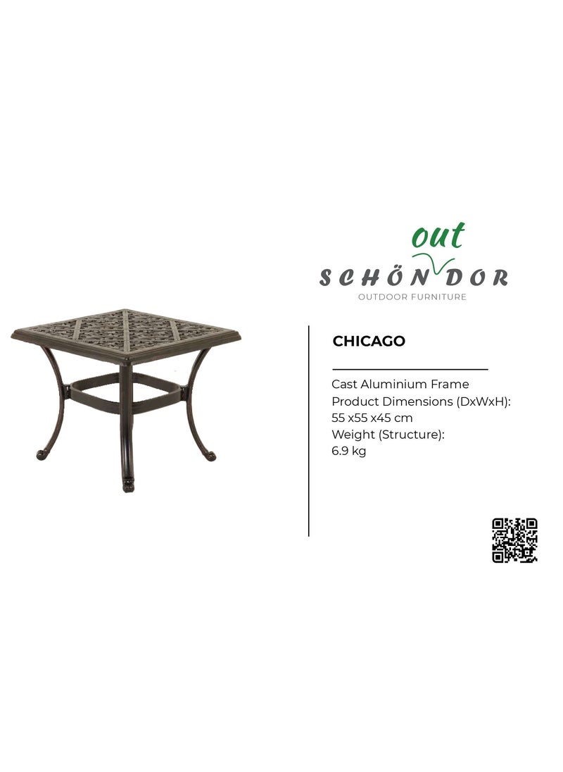 Schondor Furniture - Athens Single Sofa with Chicago Side Table | Outdoor Furniture | Made in Aluminum Cast | Built to Last | Weather Resistance | Good for Any Outdoor Space | Patio | Garden | Backyard | Balcony - Image 1