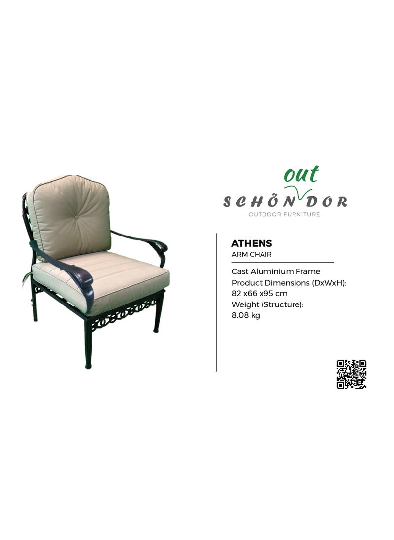 Schondor Furniture - Athens Single Sofa with Chicago Side Table | Outdoor Furniture | Made in Aluminum Cast | Built to Last | Weather Resistance | Good for Any Outdoor Space | Patio | Garden | Backyard | Balcony - Image 1