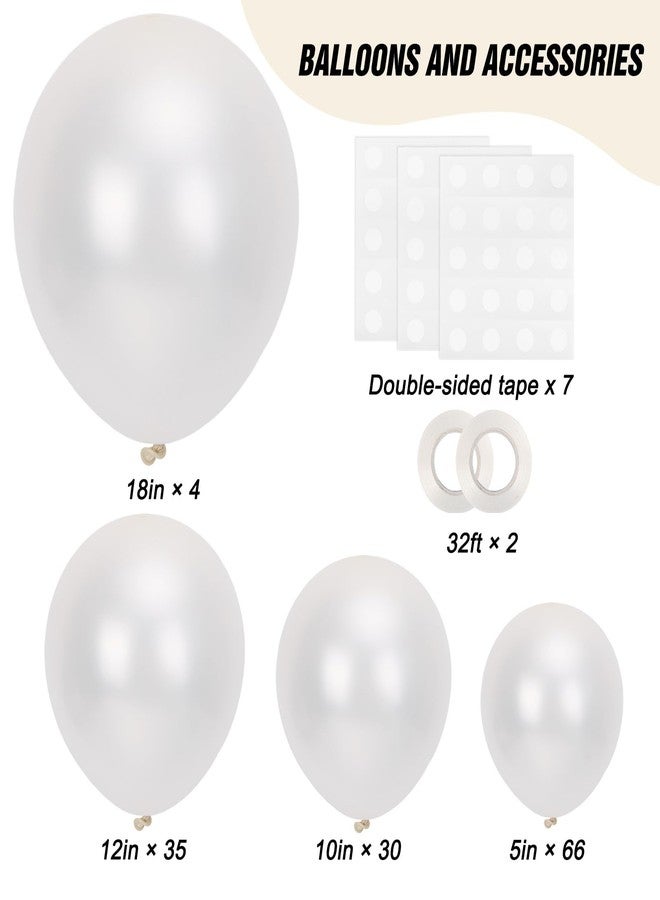 RUBFAC 135pcs Pearl White Balloons, Latex Balloon Different Sizes 18 12 10 5 Inch for Garland Arch Wedding Engagement Anniversary Bridal Baby Shower Birthday Party Decoration - Image 2