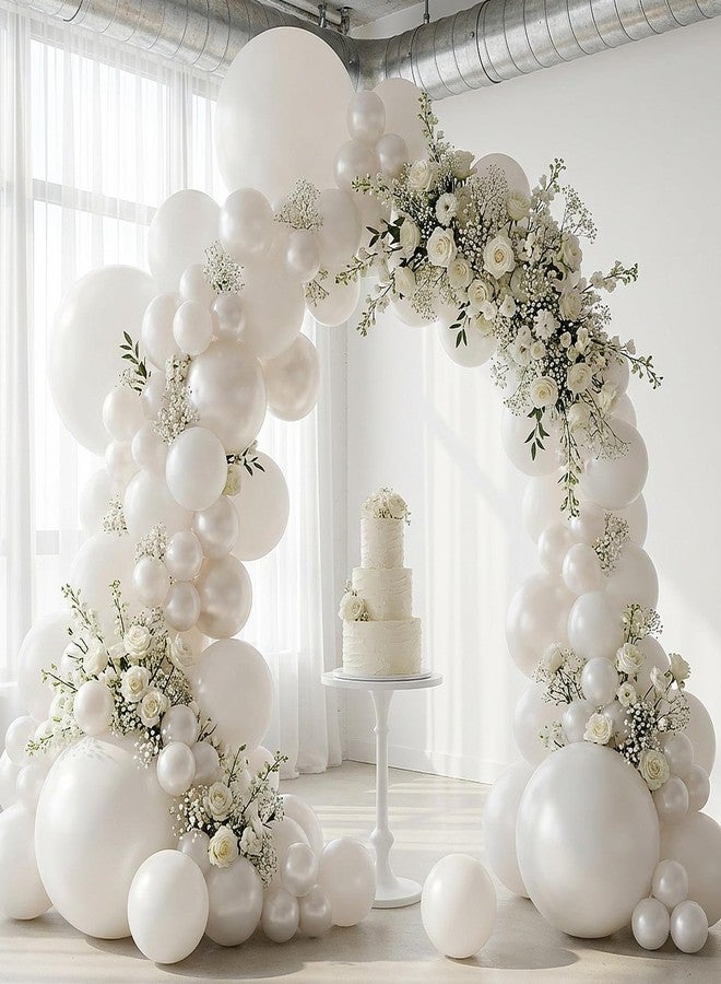 RUBFAC 135pcs Pearl White Balloons, Latex Balloon Different Sizes 18 12 10 5 Inch for Garland Arch Wedding Engagement Anniversary Bridal Baby Shower Birthday Party Decoration - Image 5