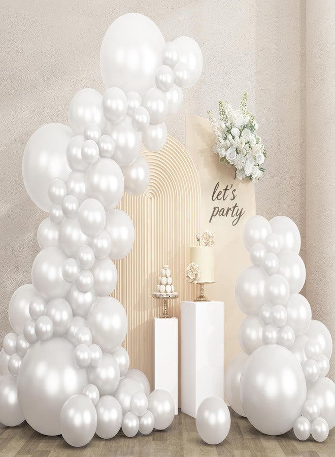 RUBFAC 135pcs Pearl White Balloons, Latex Balloon Different Sizes 18 12 10 5 Inch for Garland Arch Wedding Engagement Anniversary Bridal Baby Shower Birthday Party Decoration - Image 1