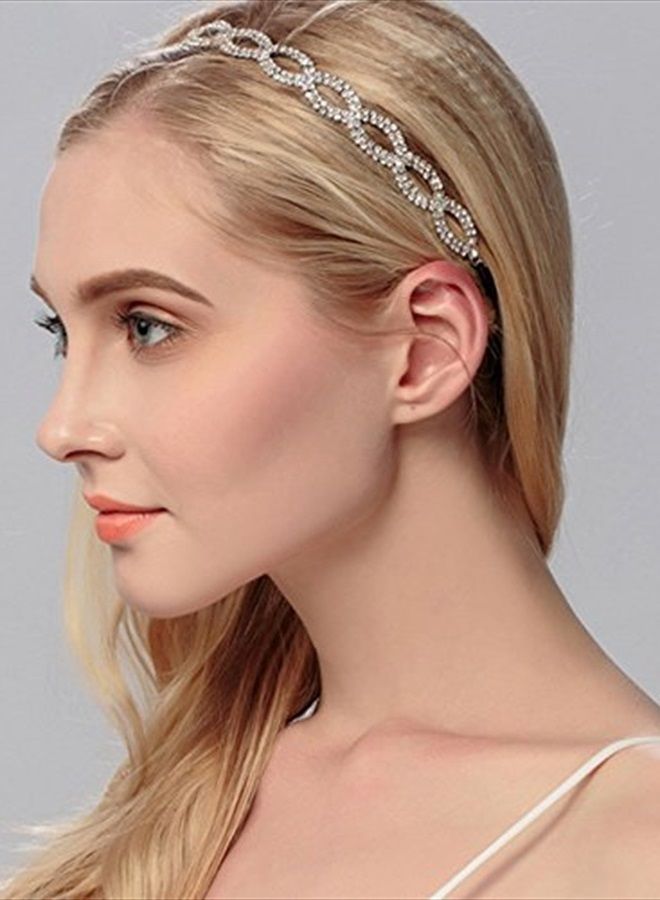 Merroyal Fashion Rhinestones Headband Crown For First Communion, Wedding, Pageant (Sliver) - Image 2