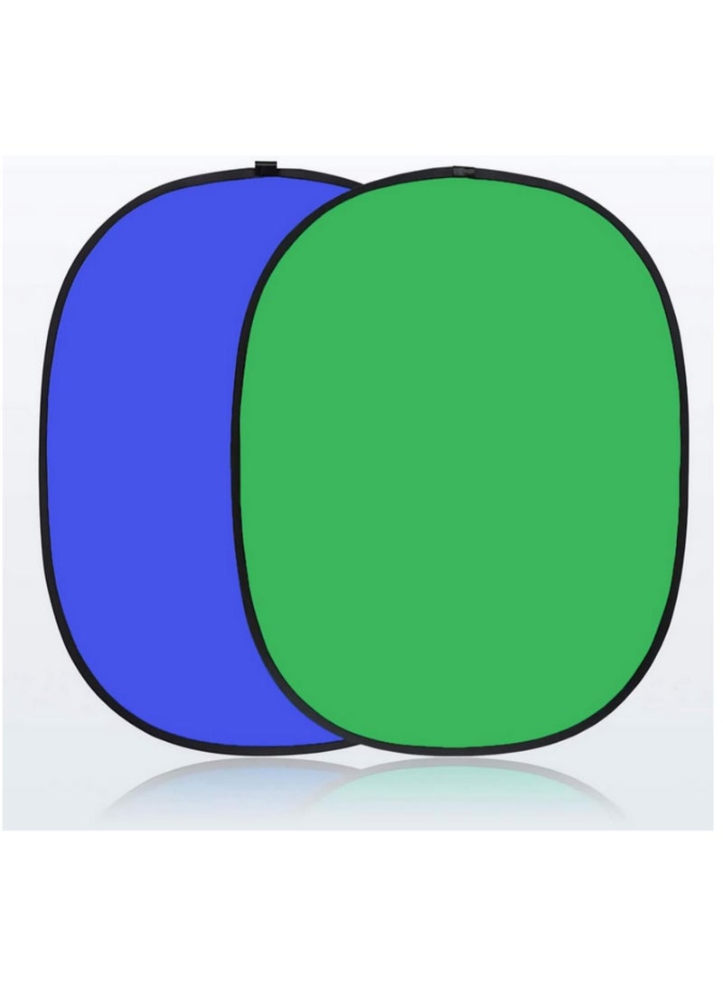 2 in1 Double sided Screen Background Cloth Circular Foldable Photography Studio Backdrop Chromakey with Storage Bag for Photo Video Shooting Professional Studio Setup  Green Blue  100 x 150cm  - Image 2