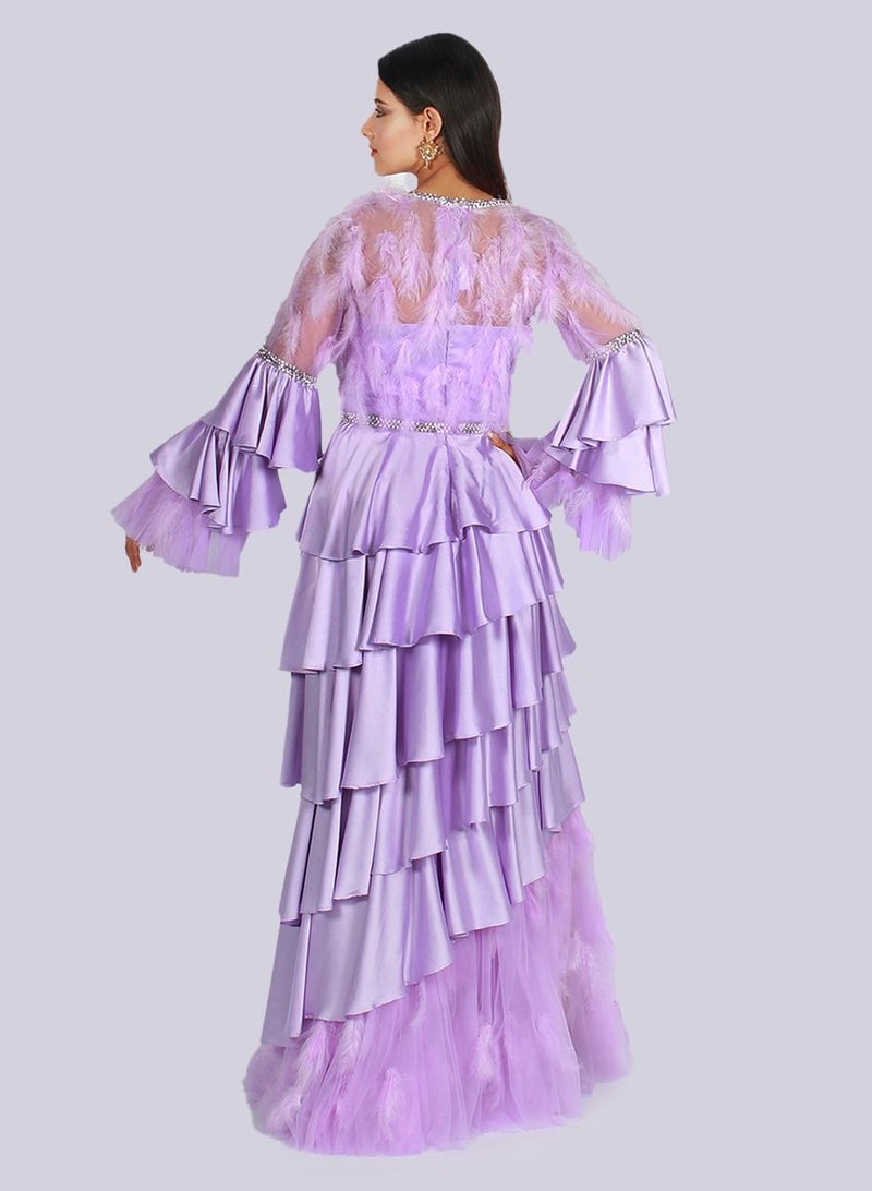 NIVA FASHION HOUSE Senorita - Enchanted Feathers Tiered Ruffle Dress  - Image 4