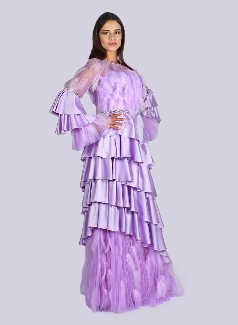 NIVA FASHION HOUSE Senorita - Enchanted Feathers Tiered Ruffle Dress  - Image 1