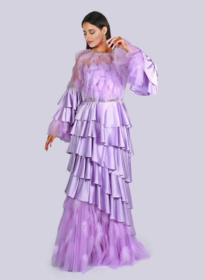 NIVA FASHION HOUSE Senorita - Enchanted Feathers Tiered Ruffle Dress  - Image 2