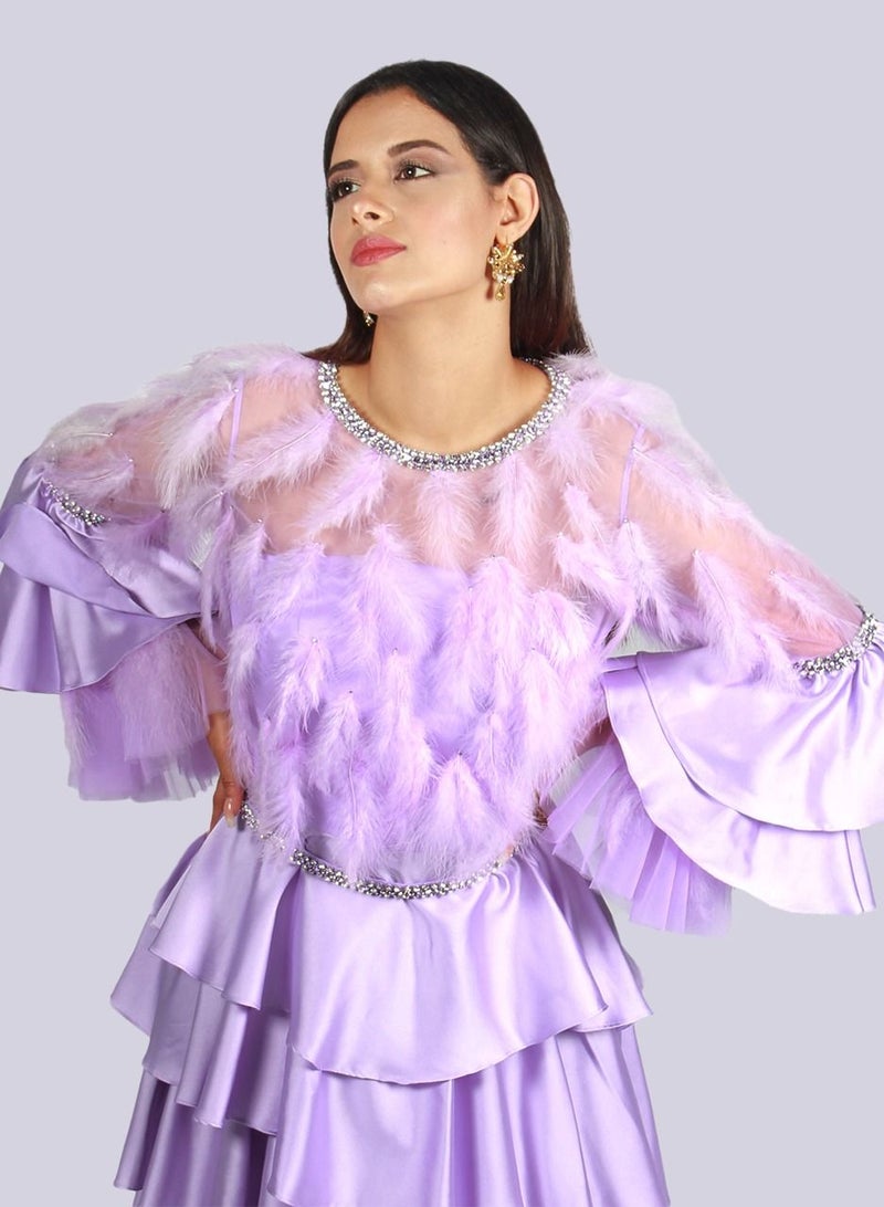 NIVA FASHION HOUSE Senorita - Enchanted Feathers Tiered Ruffle Dress  - Image 3