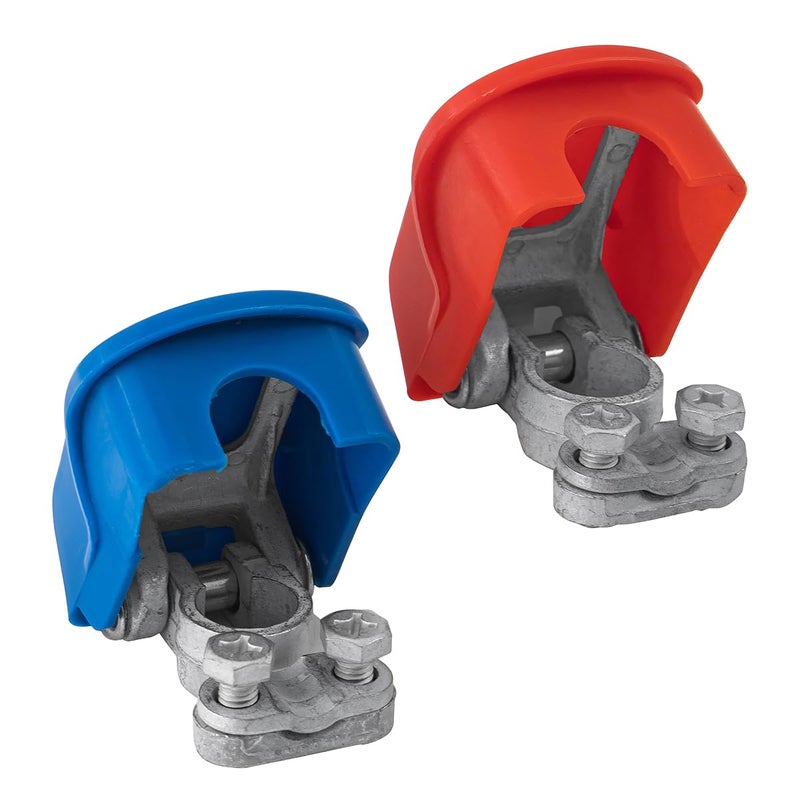 AICEL 2 Pcs Battery Terminals Connector Clamps Brass Tinned Cables Terminal Connectors with Plastic Cover Negative and Positive Quick Release Battery Clips Fit for Car Van and More
