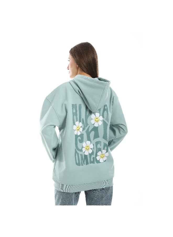 Caesar Womens Oversized hoodie with funny roses print on the back - Image 4