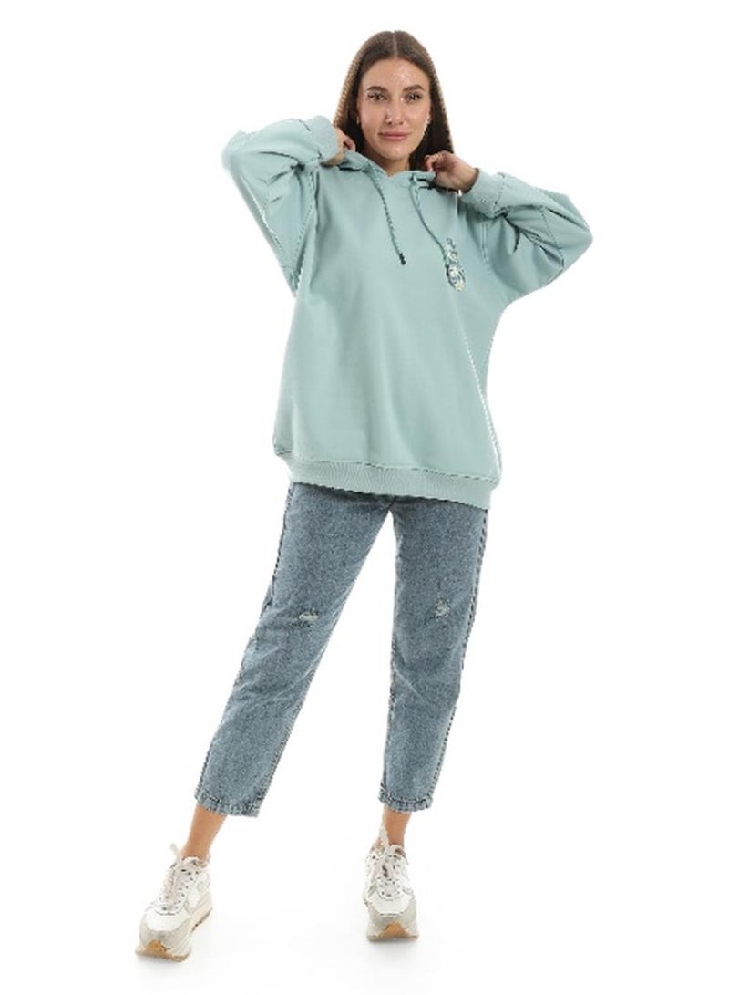 Caesar Womens Oversized hoodie with funny roses print on the back - Image 1