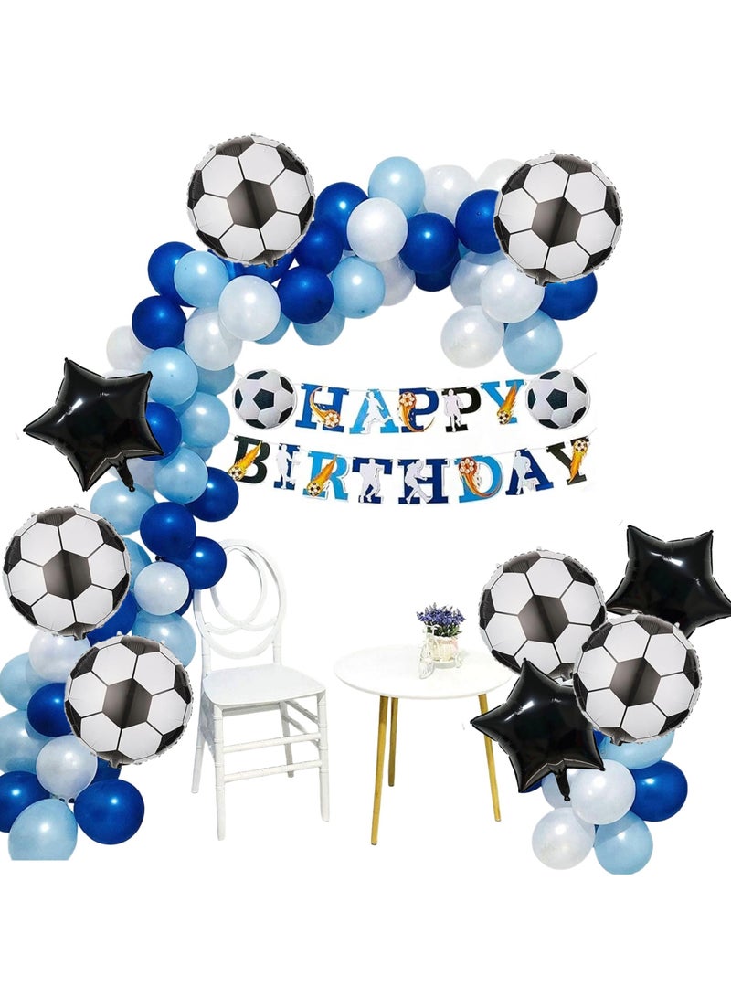 Boxwoods Football Theme Birthday Banner And Balloon Garland Kit for Boys Soccer Party Decorations - Image 1
