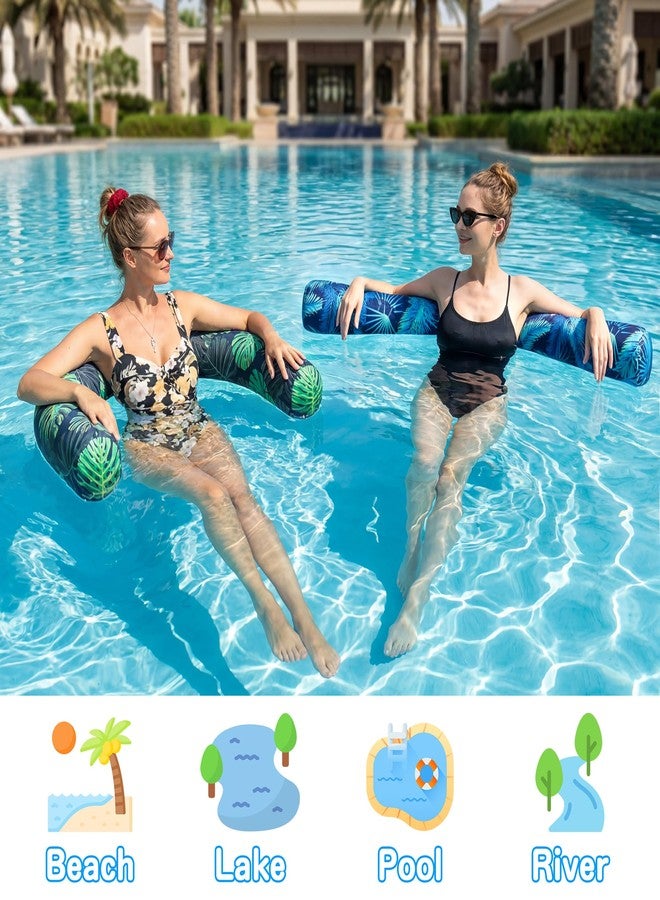 Parentswell 2 Pack Inflatable Pool Noodles, Fabric Covered Quick Drying Swimming Pool Floats Noodles for Adults, Pool Noodle Curved Swim Floats with Hand Pump for Summer Beach Lake Water Games Vacation Party - Image 3