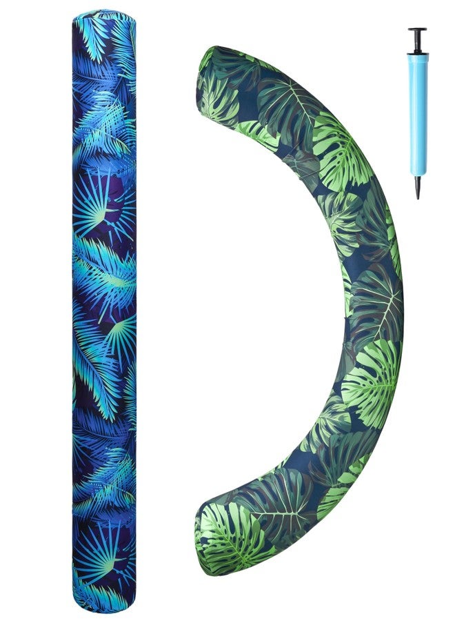 Parentswell 2 Pack Inflatable Pool Noodles, Fabric Covered Quick Drying Swimming Pool Floats Noodles for Adults, Pool Noodle Curved Swim Floats with Hand Pump for Summer Beach Lake Water Games Vacation Party - Image 1