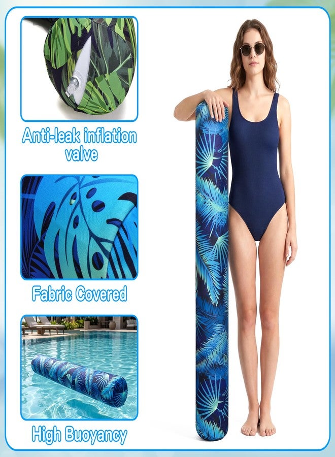 Parentswell 2 Pack Inflatable Pool Noodles, Fabric Covered Quick Drying Swimming Pool Floats Noodles for Adults, Pool Noodle Curved Swim Floats with Hand Pump for Summer Beach Lake Water Games Vacation Party - Image 4