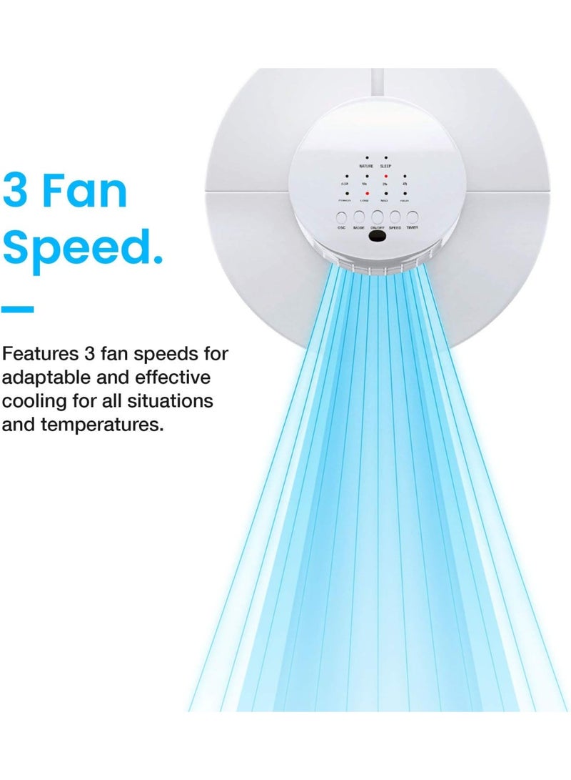 Pro Breeze Oscillating 30 Inch Tower Fan With Ultra Powerful 60W Motor Remote Control 7.5 Hour Timer And 3 Cooling Fan Modes For Home And Office 30" Tower Fan White  - Image 3