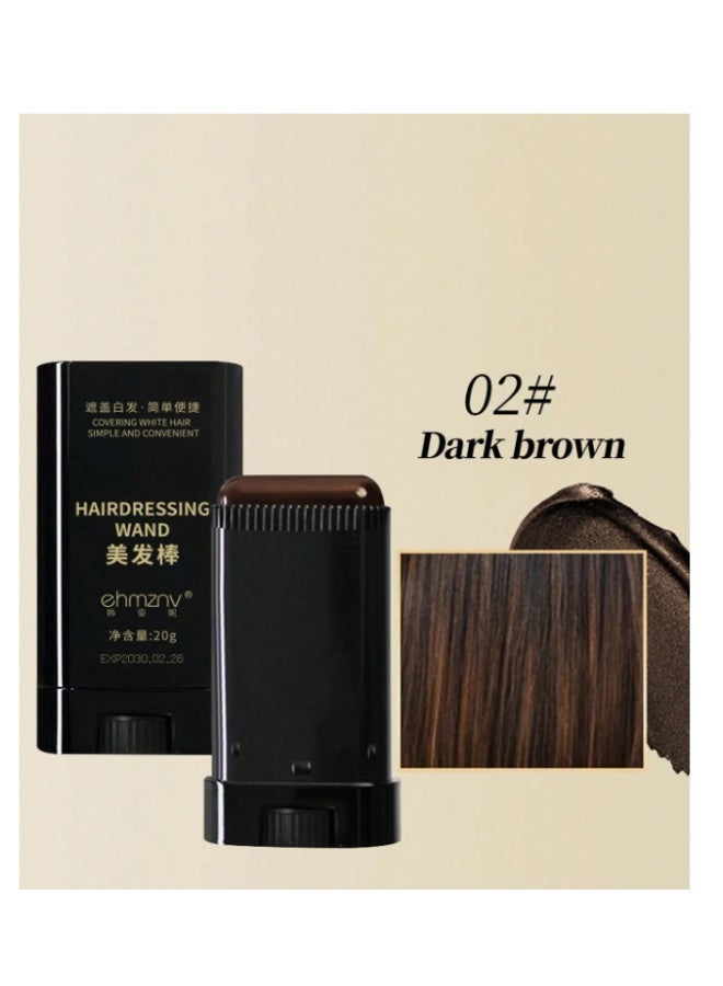 Temporary Hair Dye Stick - Dark Brown - Easy to use, mess-free, quick hair color change, built-in comb - Rotating hair dye stick/dye cream, 3 colors for quick gray hair coverage, waterproof and sweat-resistant, long-lasting, suitable for seniors, men, and women to cover gray hair, temporary hair dye for men and women, quick hair dye, contains, durable, easy to use and clean, rotating design with comb teeth - Image 1