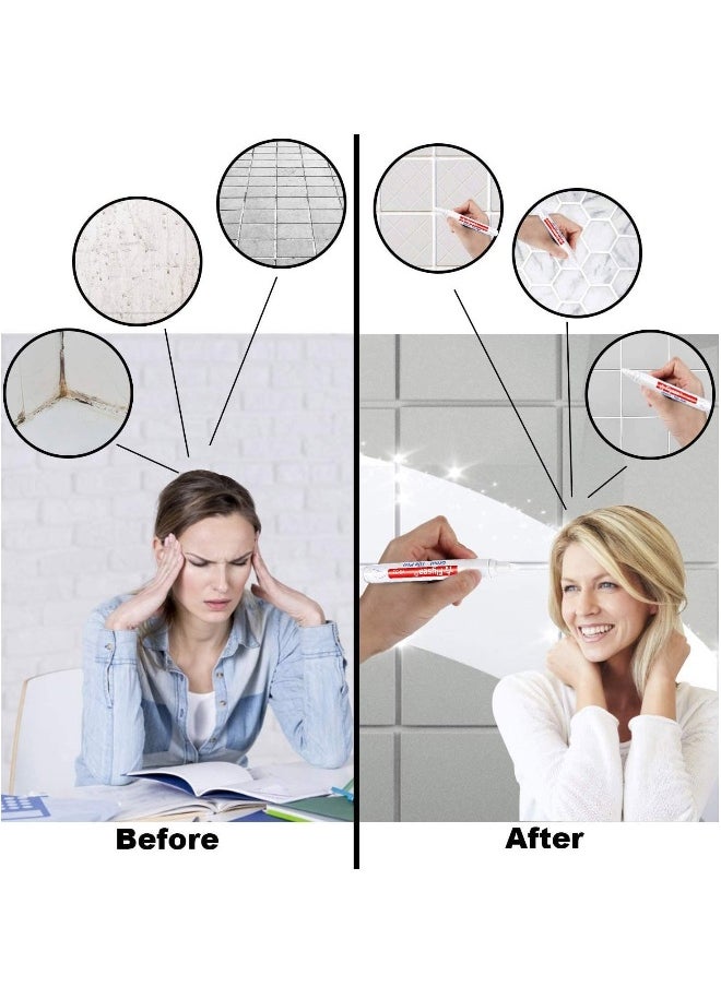 Generic - 12 Pack Grout Pen Push Type Water Based Tile Marker Replaceable Nib Repair Pens for Bathroom Kitchen Parlor Bedroom Balcony Wall Ceramic Tile and Floor Color Restore White - Image 1