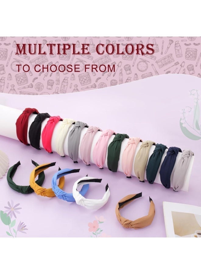 5-Pack Knotted Headbands for Women, Wide Non-Slip Top Knot Hairbands, Fashion Soft Fabric Hair Accessories for Daily Wear, Sports, Yoga, and Parties (Black, White, Yellow, Red, Pink) - Image 4