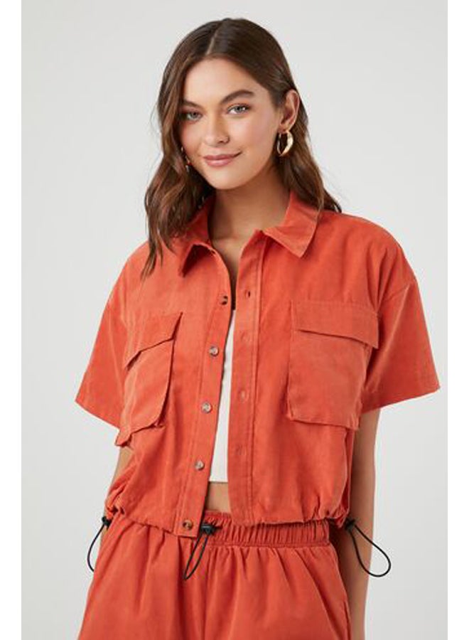 FOREVER 21 Toggle Drawstring Short-Sleeve Shirt - Image 1