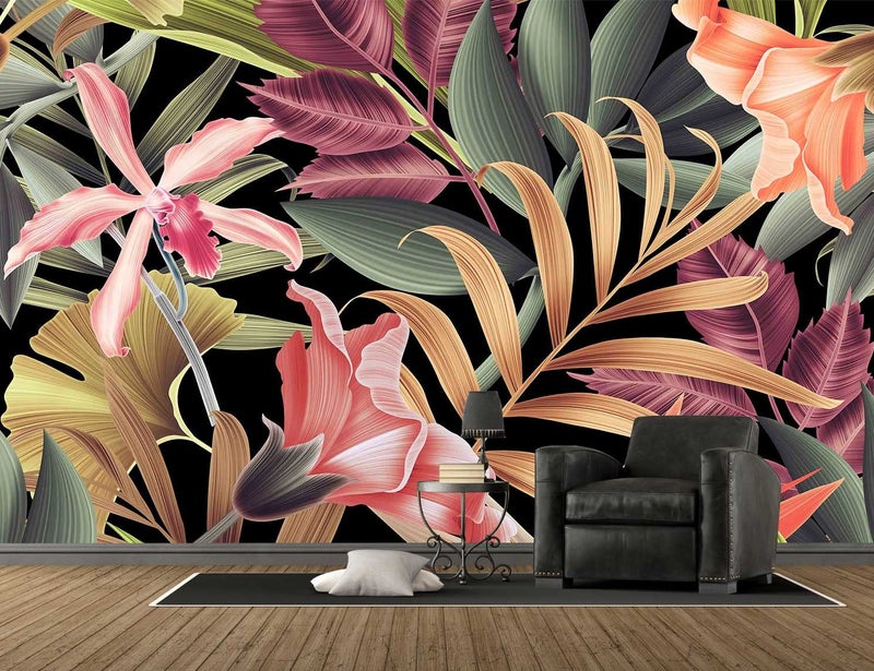 Reyhui Banana Leaf Large Wallpaper Tropical Flower Wall Mural for Living Room Bedroom Dining RoomNot SelfAdhesive - Image 2