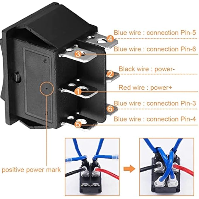 Biella 6 Pins 3 Position Black Rocker Type On Off On 15A 250V Ac20A 125V Ac Car Auto Black Boat Rocker Toggle Switch 1Pcs - Image 4