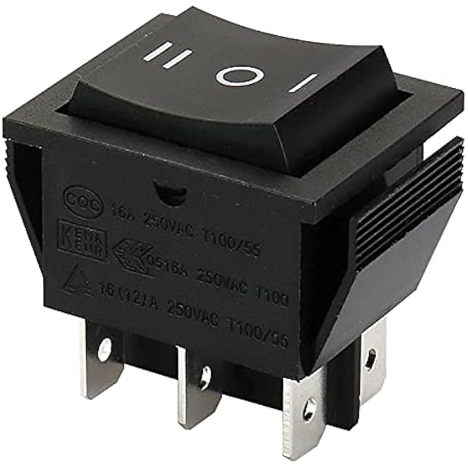 Biella 6 Pins 3 Position Black Rocker Type On Off On 15A 250V Ac20A 125V Ac Car Auto Black Boat Rocker Toggle Switch 1Pcs - Image 1