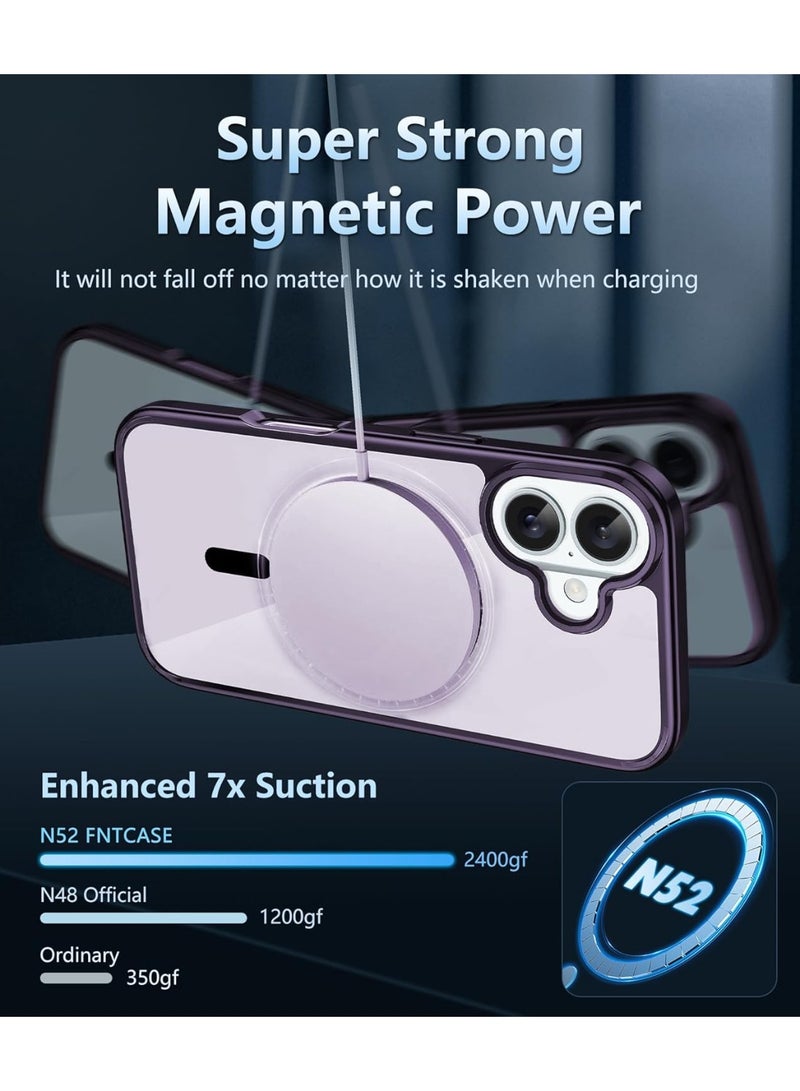 أكاليكس جراب مغناطيسي لهاتف iPhone 16 Plus، متوافق مع MagSafe، غطاء فاخر مطلي، جراب هاتف شفاف ناعم مقاوم للصدمات من مادة TPU (أرجواني غامق) - Image 4