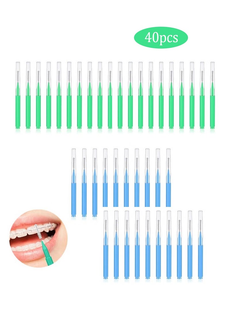 YOUGE 40 Pcs Interdental Brushes Dental Floss Toothpick Braces Brush Tooth Cleaning Tool Interdental Brush Tooth Care Tool - Image 1