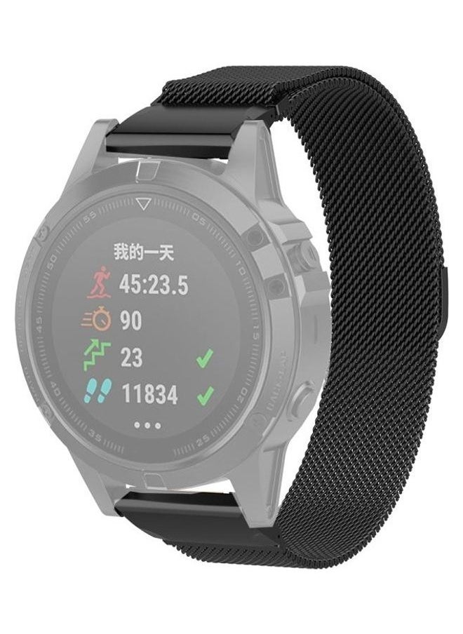 NIBEMINENT - Milanese Replacement Wrist Strap Watchband For Garmin Fenix 5X Black - Image 1
