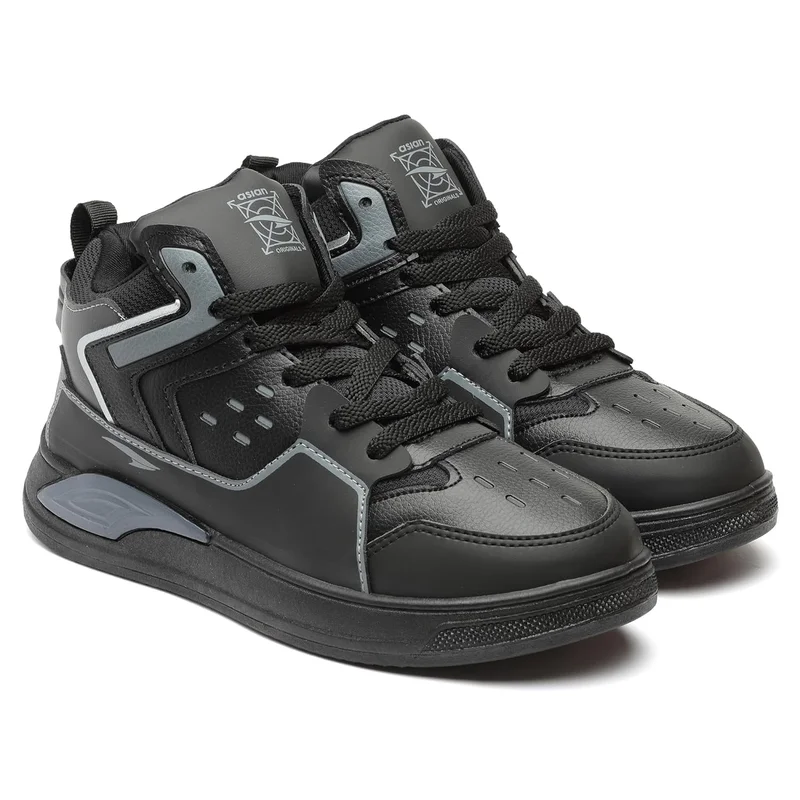 أسيان Black Synthetic Sneakers for Men and Boys
