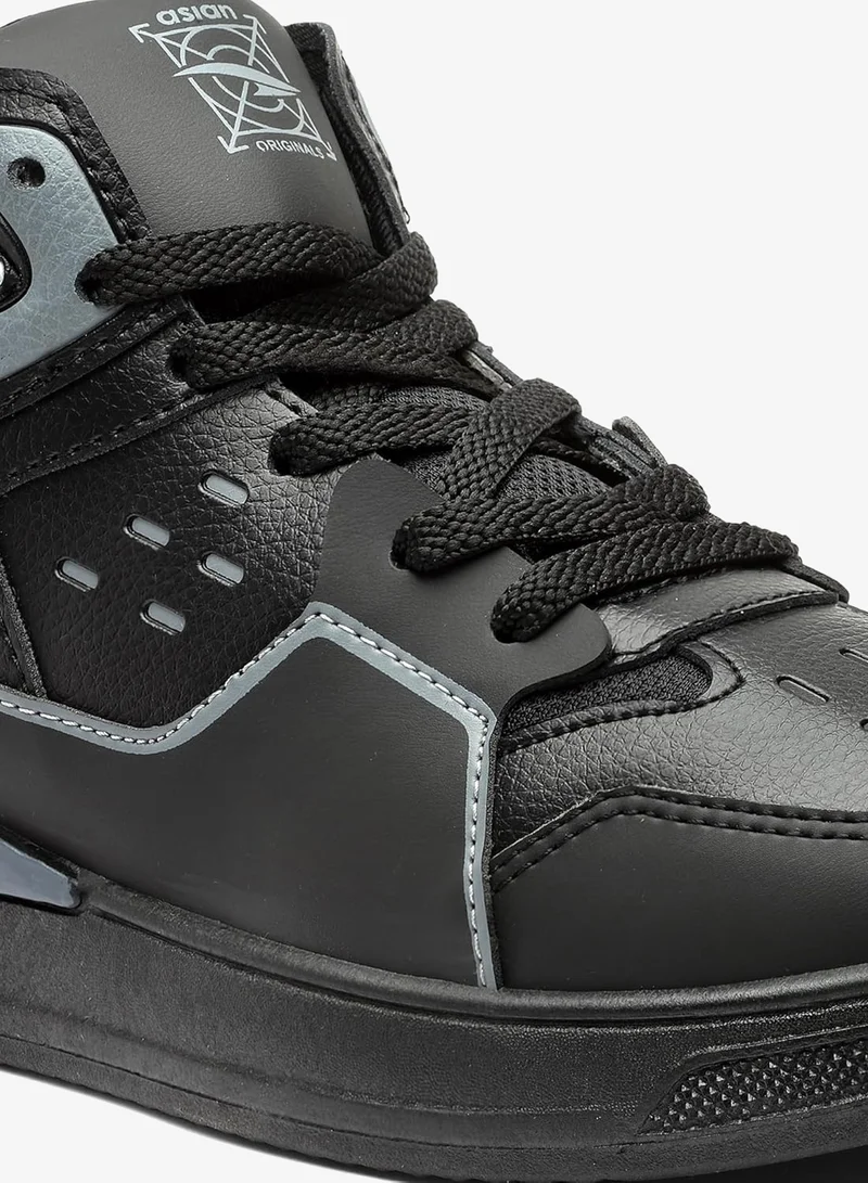 Asian Black Synthetic Sneakers for Men and Boys